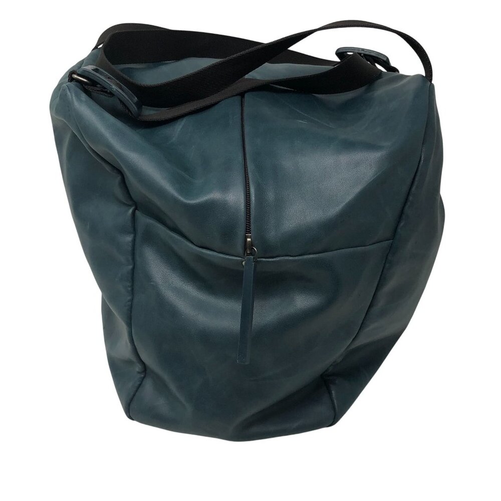 Kipling Large Blue-Green Teal Bowling Tote Bag Adjustable Strap Zipper Purse